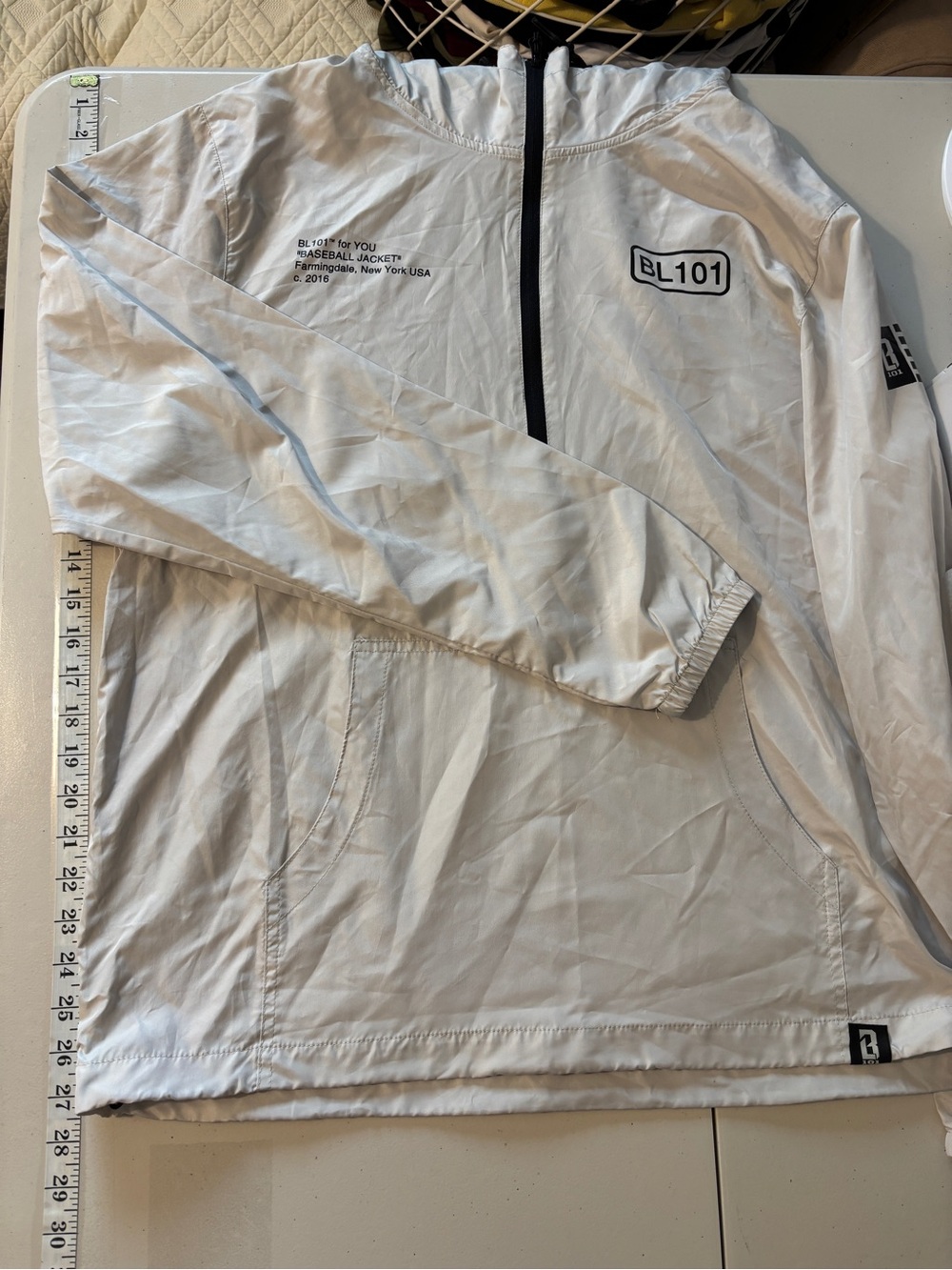 Baseball Lifestyle Mens Ghost Windbreaker Size XL Half Zip Off White Logo Flaw - Picture 13 of 16